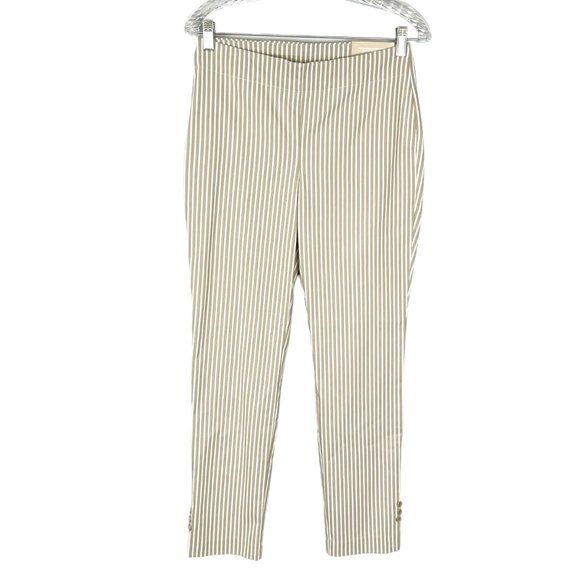 Chicos Womens So Slimming Brigitte Striped Button Ankle Pants Tan Neutral size 2 - Picture 6 of 15